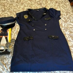 Police Officer Costume with handcuffs, hat, belt, and glasses 2X